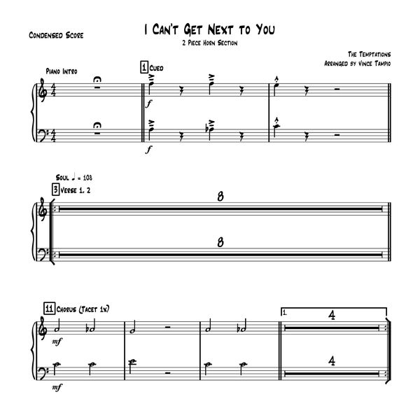 "I Can't Get Next to You" by The Temptations for 2-Piece Horn Section