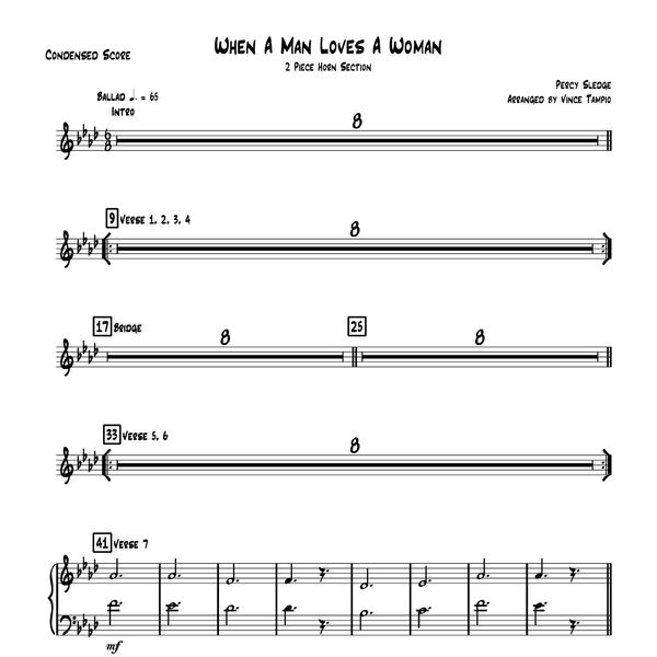 "When A Man Loves A Woman" by Percy Sledge for 2-Piece Horn Section
