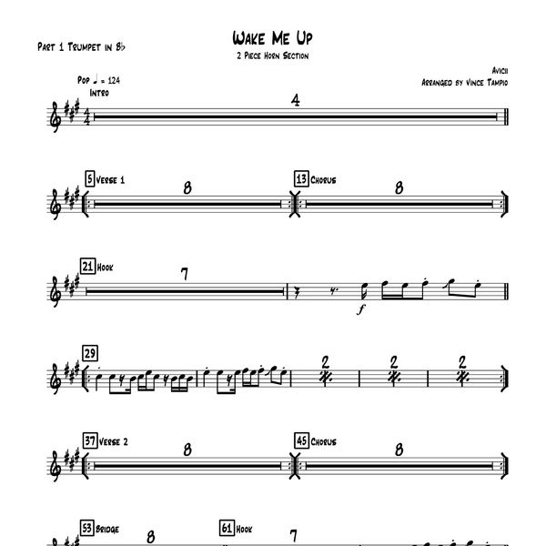 "Wake Me Up" by Avicii for 2-Piece Horn Section
