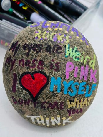 From my son's awesome Paint a Rock business, SCHMAXX ROCKS! I did this one :)
