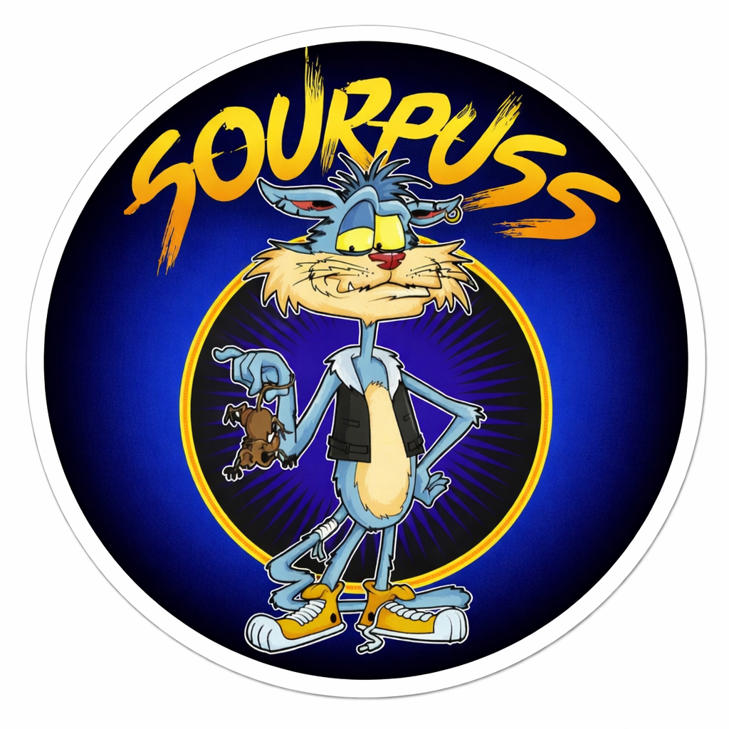 SourPuss 5" Round Vinyl Sticker 