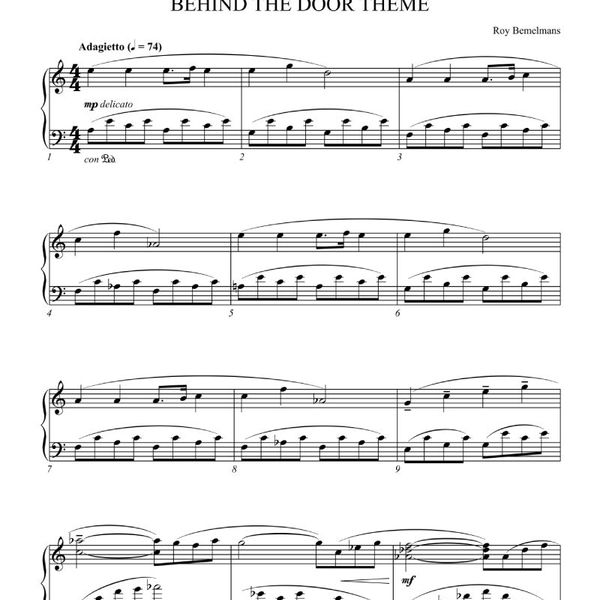 "Behind the Door Theme" for Solo Piano