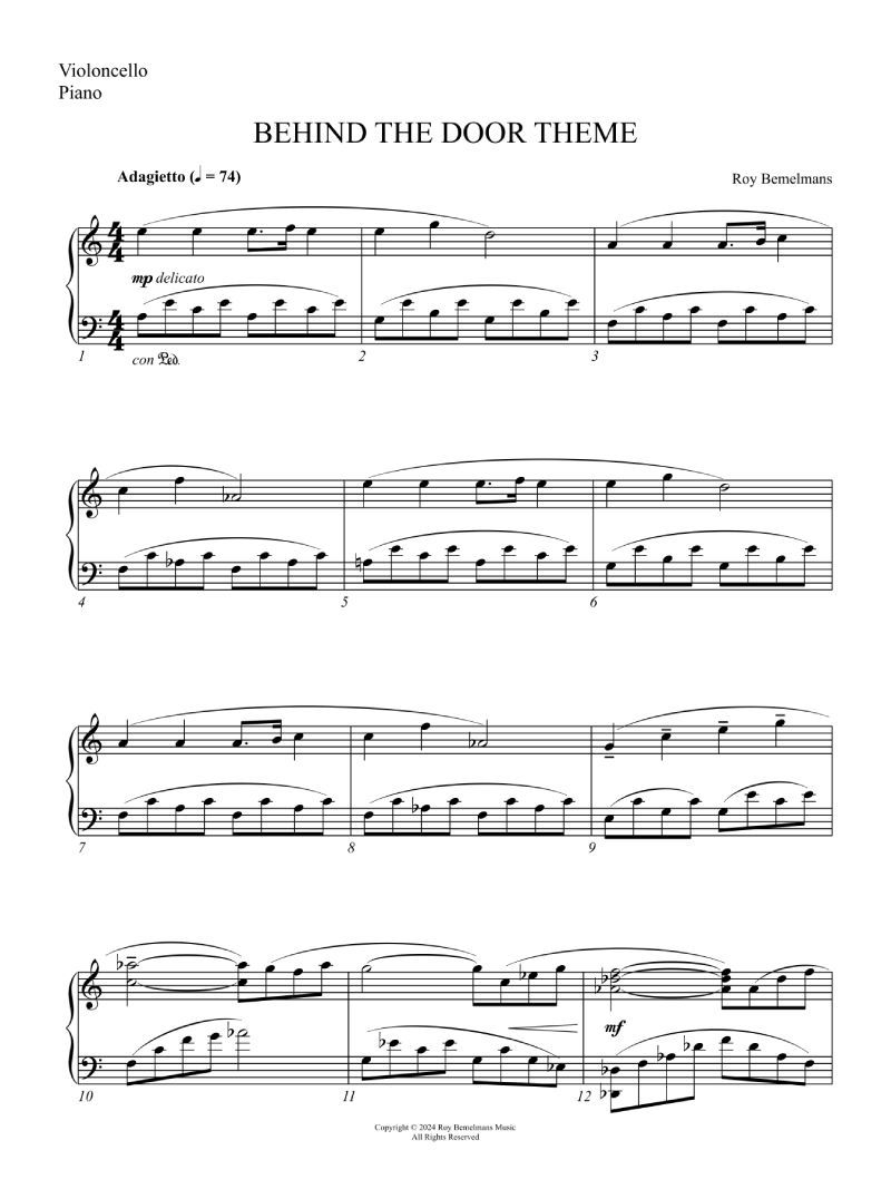 "Behind the Door Theme" for Piano & Cello