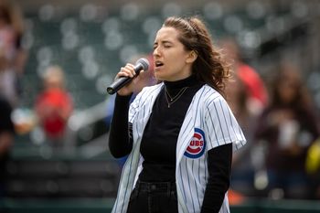 Performing the National Anthem at the Iowa Cubs game at Principal Park in Des Moines, Iowa.
