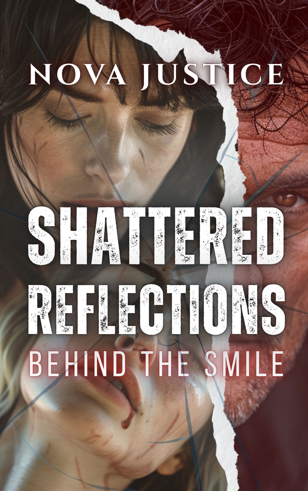 Shattered Reflections: Behind the Smile book cover, psychological domestic thriller novel by Nova Justice