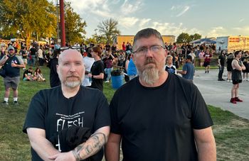 My self and Mr. Eric Eisenman of Smakdab and Secretly Drowning fame. This was us at Mastodon and Gojira in Omaha in 2023 I believe. First time Eric and I had been in the same room for a long time!
