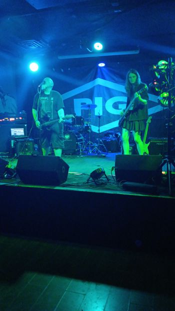 That time I opened for PIG at Lefty's in Des Moines. Kai Corey on bass here. Photo by Bethany Connor.
