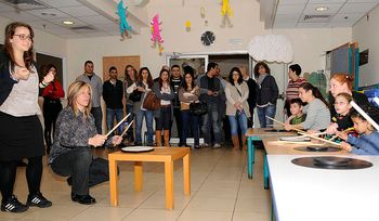 Dena does drum workshop for autistic kids in Tel Aviv

