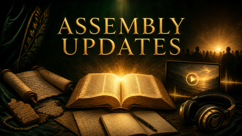 Assembly Updates from YAHUAH Studios for Scripture studies, articles, restored Scripture, QADESH music, video studies, and assembly news.