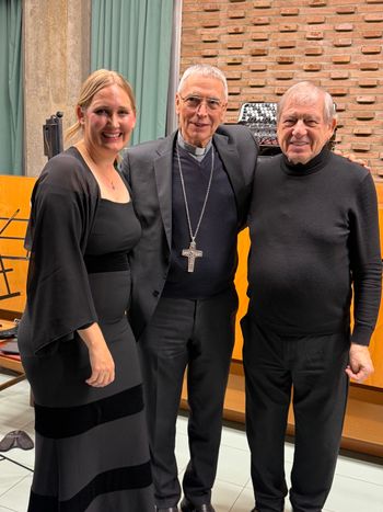 With Mons. Domenico Cancian. Concert in Collevalenza, Italy. 2025
