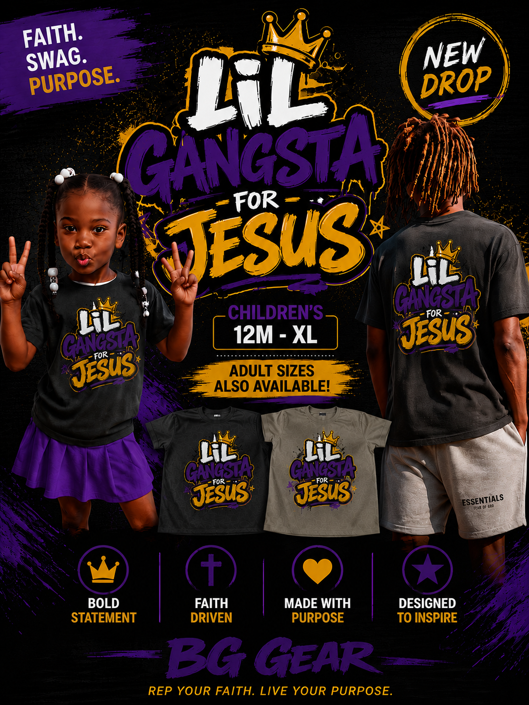 Lil Gangsta for Jesus Kids Tee 