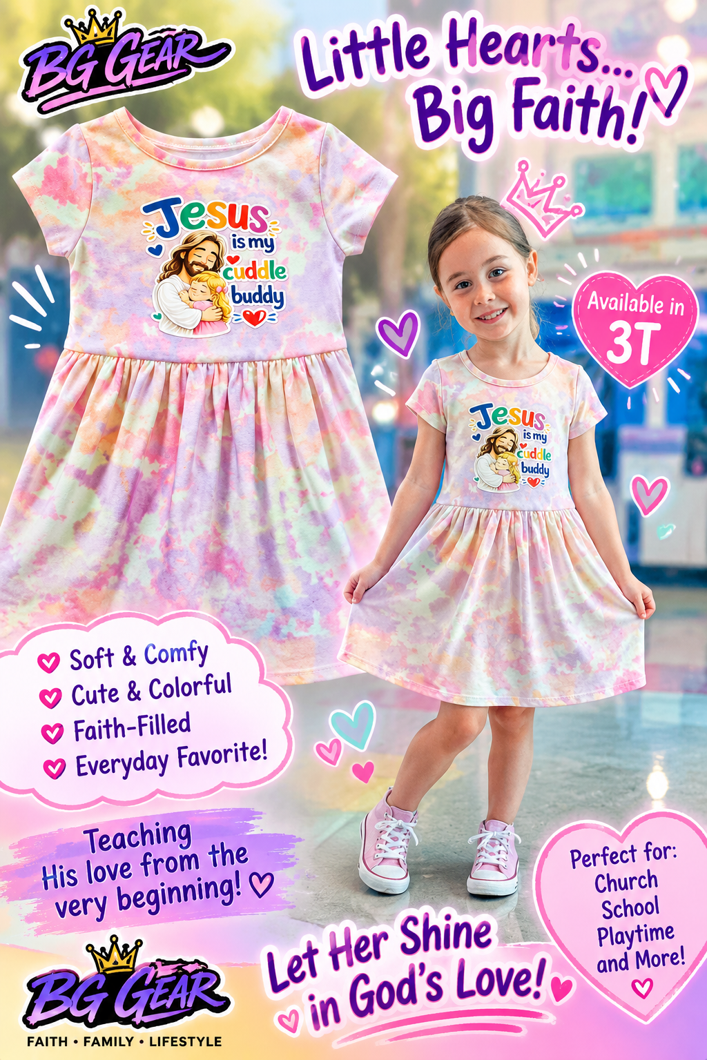 Girls Jesus is My Cuddle Buddy Dress Size 3T