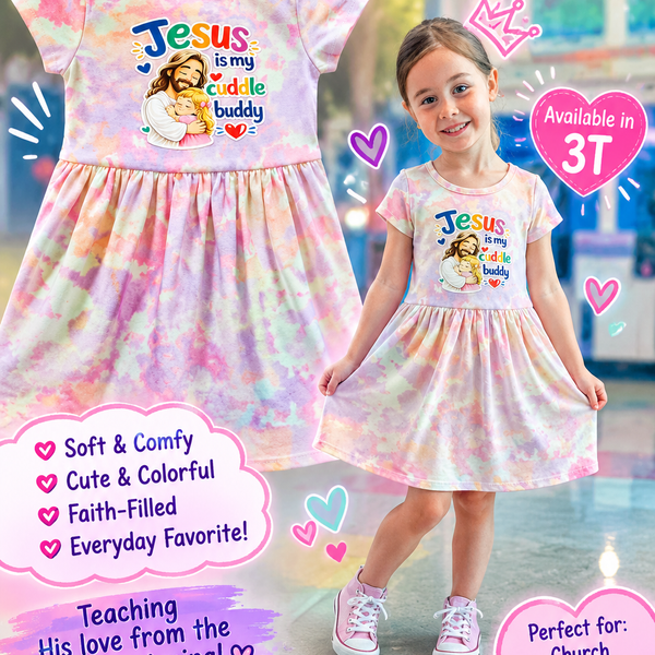 Girls Jesus is My Cuddle Buddy Dress Size 3T