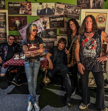 With his band "Sweet"
