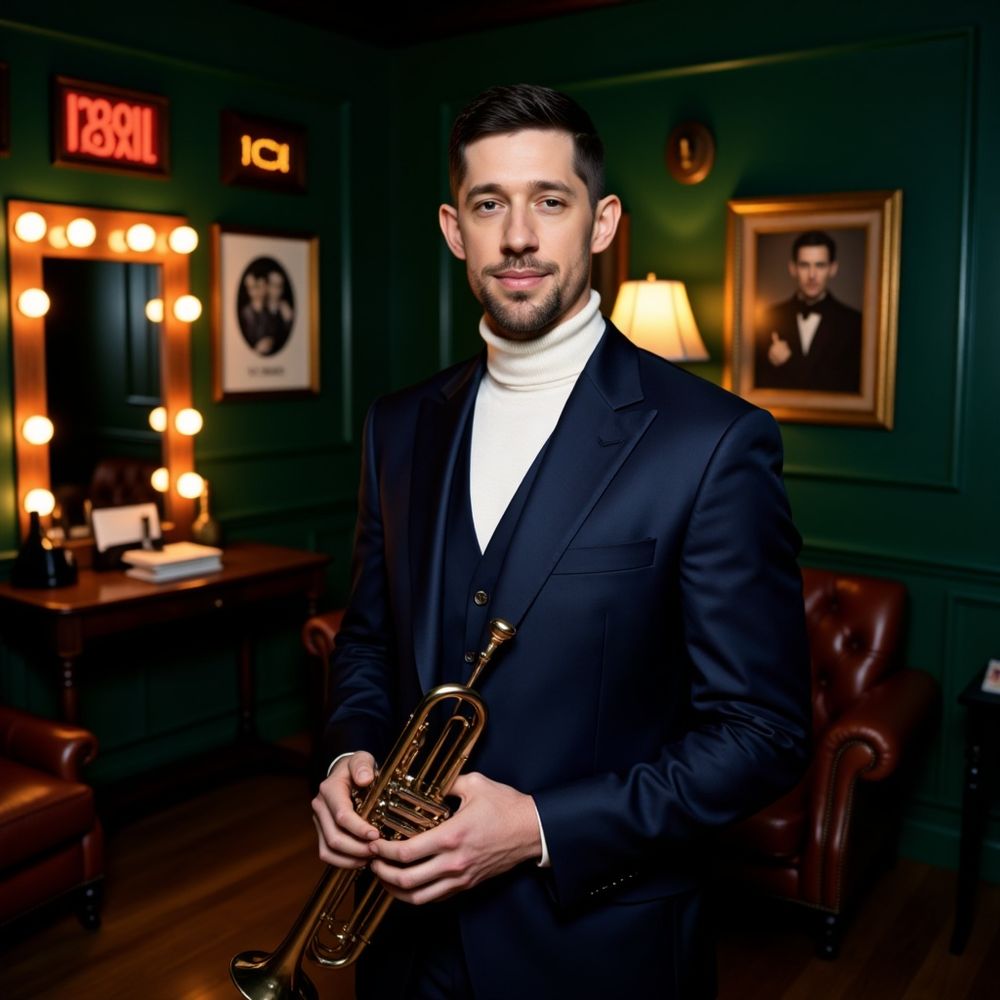 Musician holding trumpet