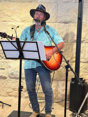 Mike playing at Dr. Hall's open mic
