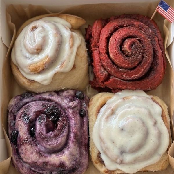 Red, White and Blue Cinnamon Roll Flight