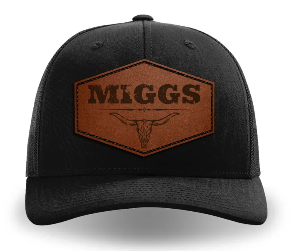 MIGGS OG (Black) Leather Patch Trucker Hat
