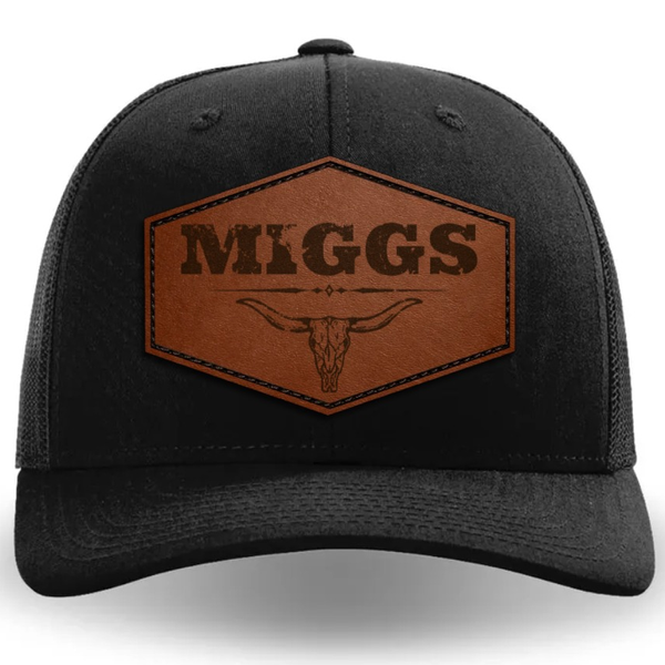 MIGGS OG (Black) Leather Patch Trucker Hat