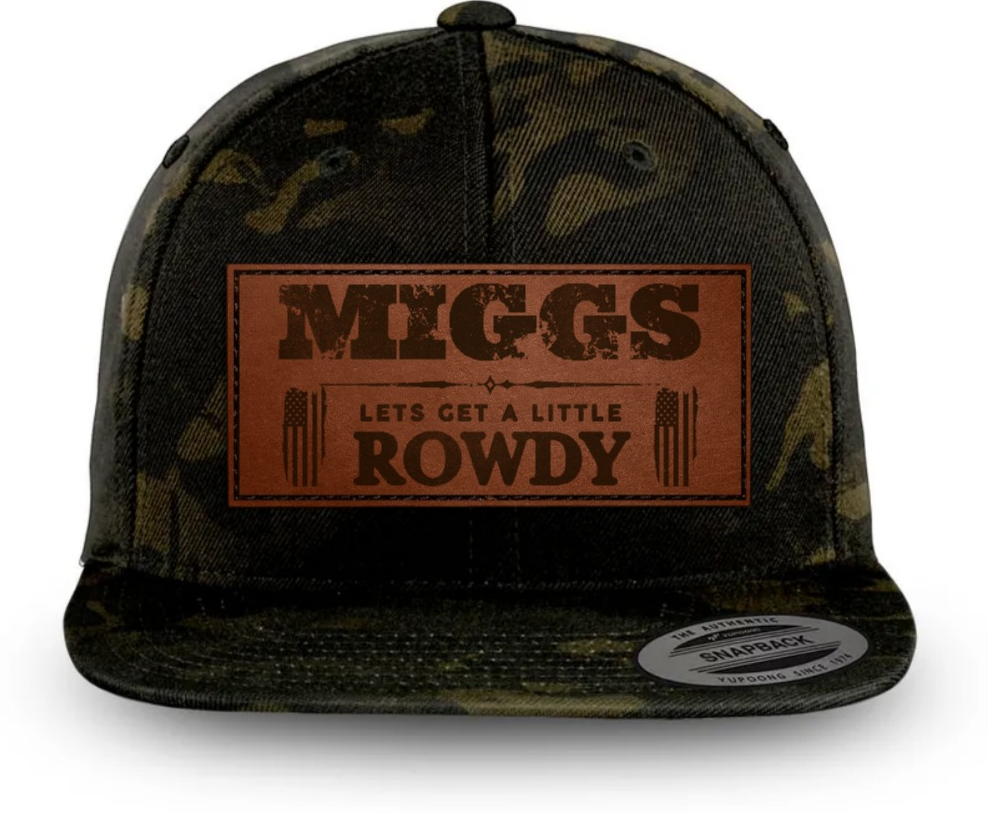 MIGGS ROWDY (Snapback) Leather Patch Hat - Camo