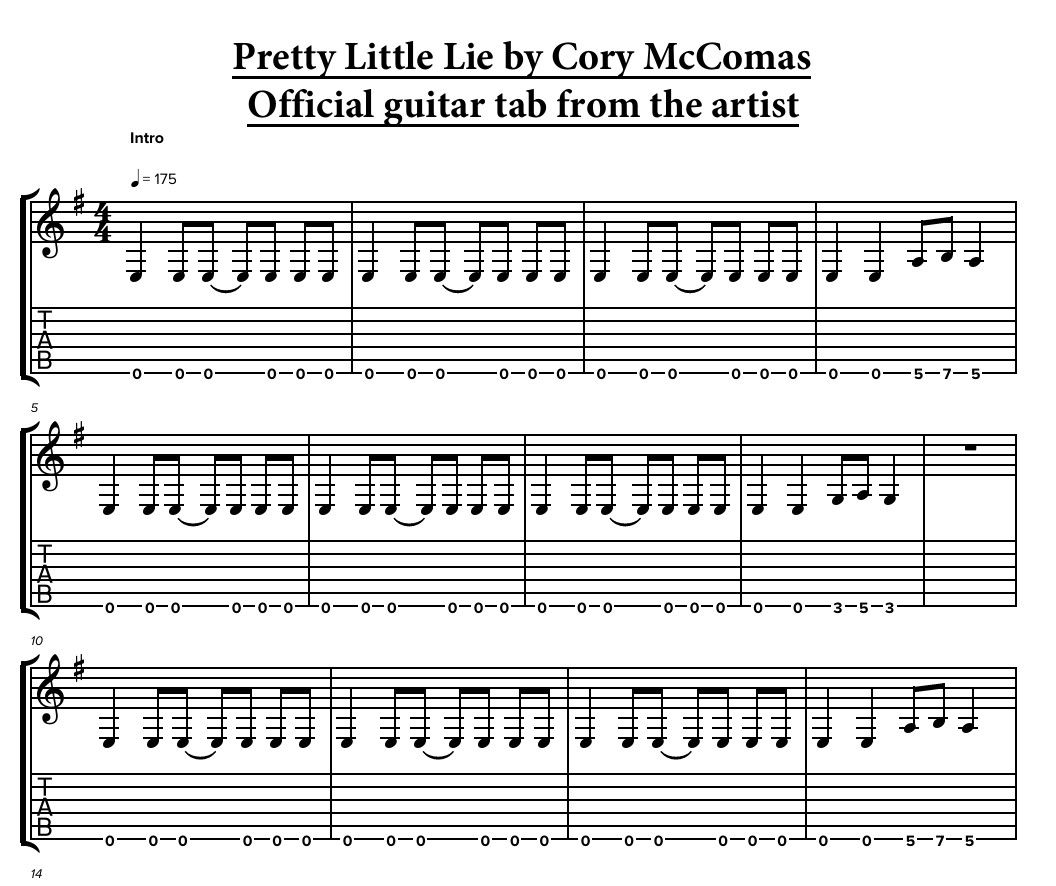 Pretty Little Lie (2026) - Official Guitar Tab PDF Download