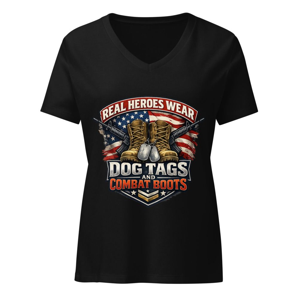 Real Heroes Women's Relaxed V-Neck T-Shirt | Bella Canvas 6405CVC