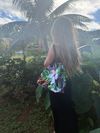 Home sewn hand bag - hibiscus