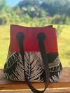 Home sewn hand bag - red & black