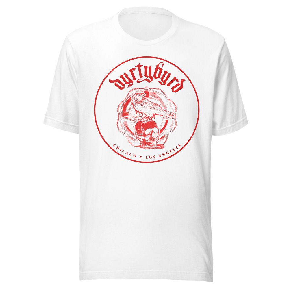dyrtybyrd logo white t-shirt 