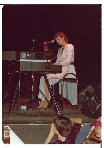 On stage with her yamaha CP-80
