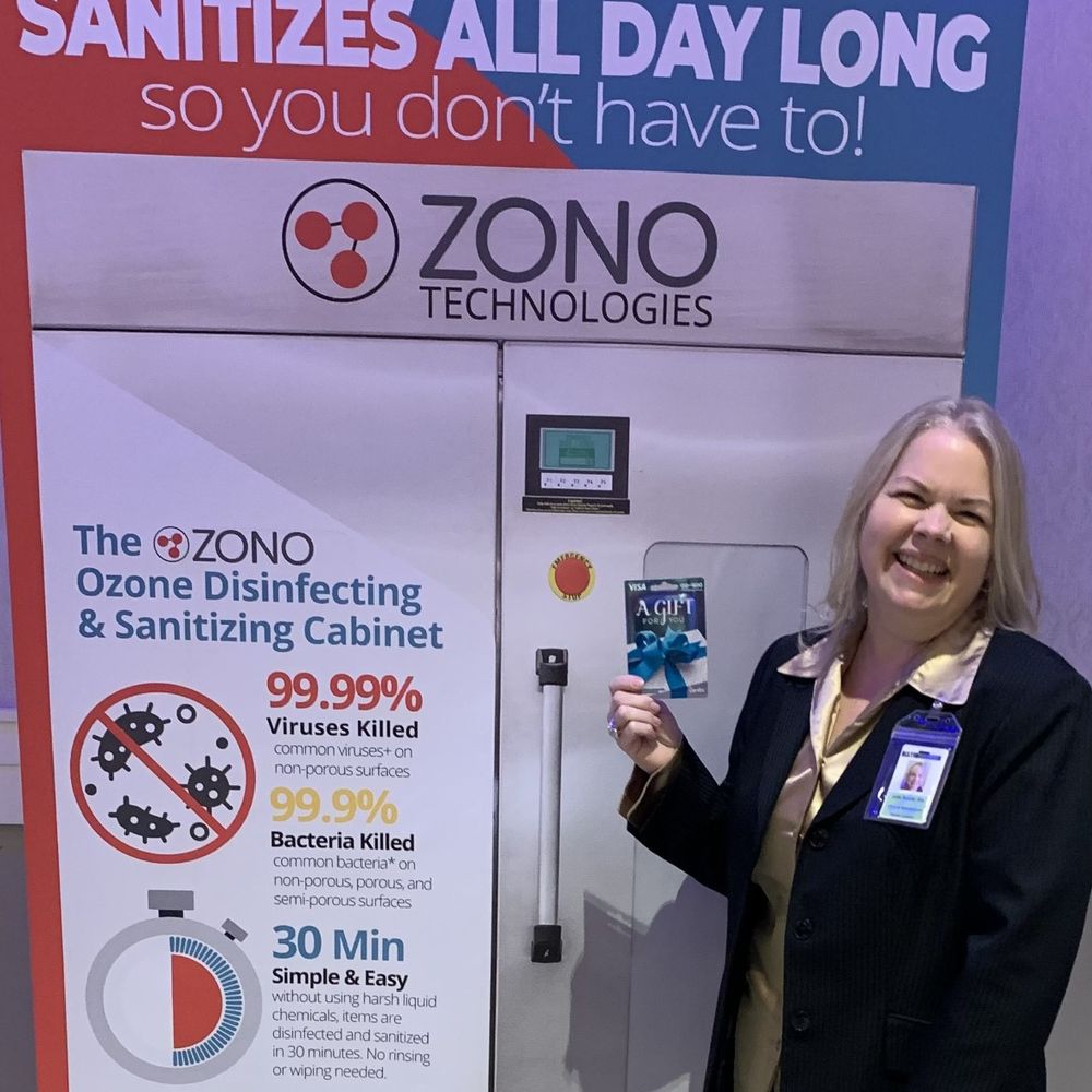ZONO™ ozone disinfecting and sanitizing cabinet used for institutional infection prevention at trade event