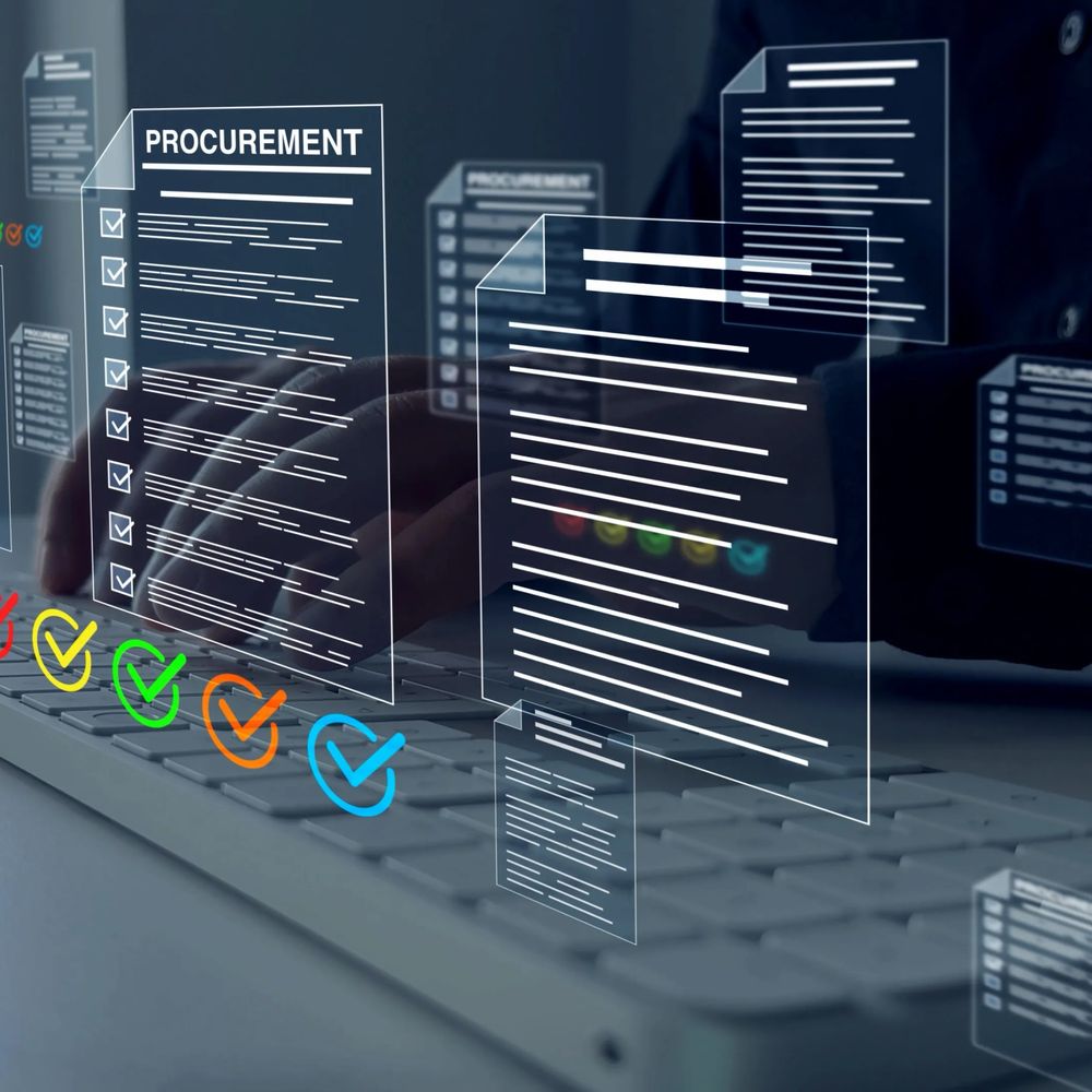 Government procurement purchasing workflow showing digital approval documents supporting federal, state, and local agency purchasing processes in the United States