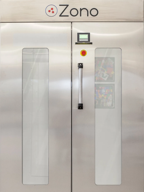 ZONO™ double door disinfecting and sanitizing cabinet supporting high-volume cold storage operations for PPE, uniforms, and shared non-food-contact tools across multiple shifts
