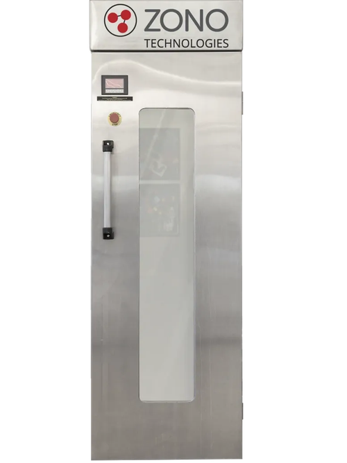 ZONO Single Door Triple Deep ozone sanitizing cabinet for mattress length items, designed for hotels, hospitals, assisted living facilities, correctional centers, and cruise ships