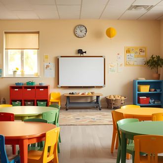 Classroom environment representing ZONO disinfecting and sanitizing cabinet use in schools and childcare facilities