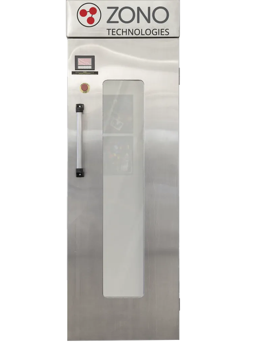 ZONO™ single door disinfecting and sanitizing cabinet used in hotels, spas, and hospitality settings for robes, towels, linens, and daily guest-use soft goods