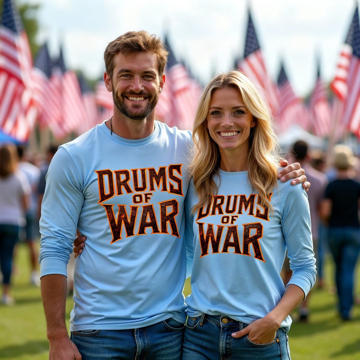 Drums of War Tee Light Blue Long Sleeve Tee (UPF-50+ Sun Protection)