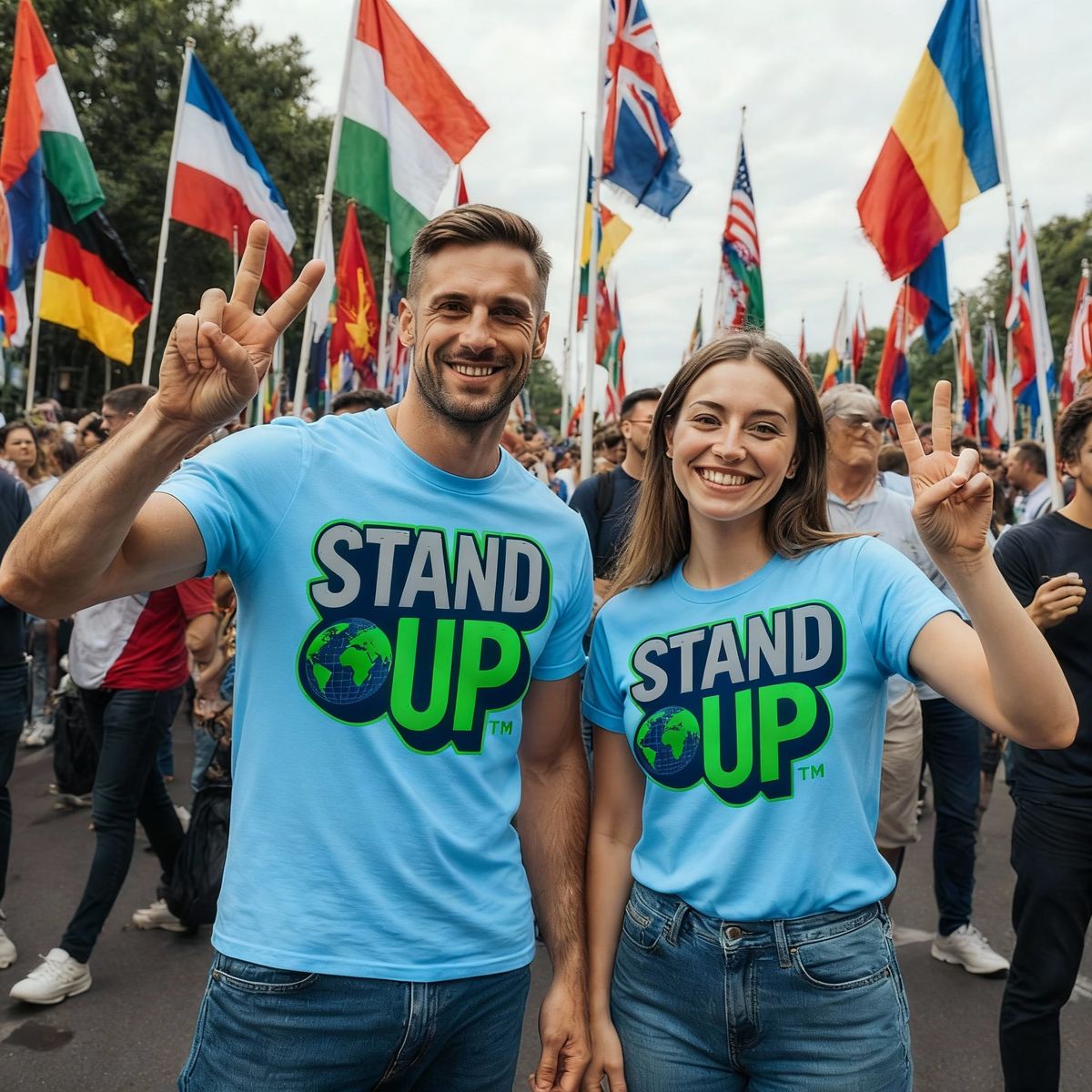 Stand UP Tee Light Blue Short Sleeve 