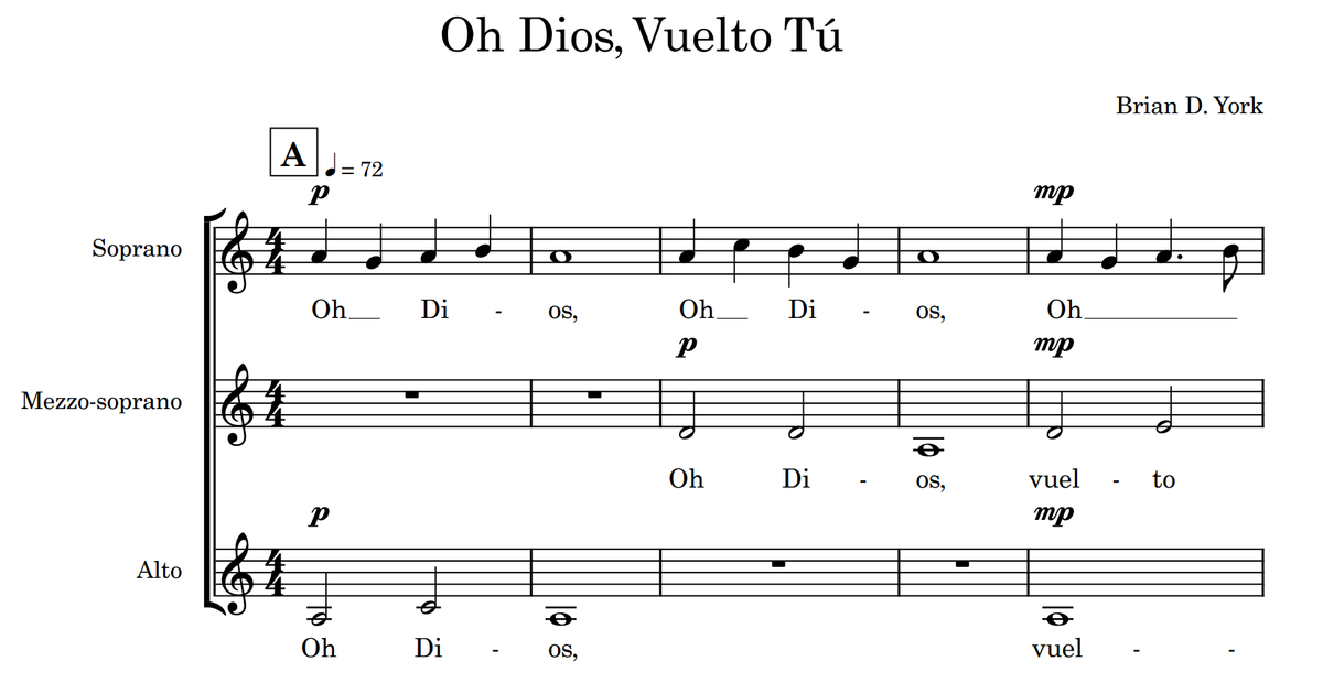 Oh Dios, Vuelto Tú (SSA women's choir)