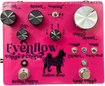 Evenflow Chorus & Phase

The Evenflow Chorus and Phase combines a Sirens Deluxe Chorus with a Lunar Phase for all your modulation needs. This pedal is perfect for adding subtle shimmer or creating lush, expansive soundscapes. It's a versatile tool for any guitarist looking to enhance their tone with rich, dynamic modulation effects.
