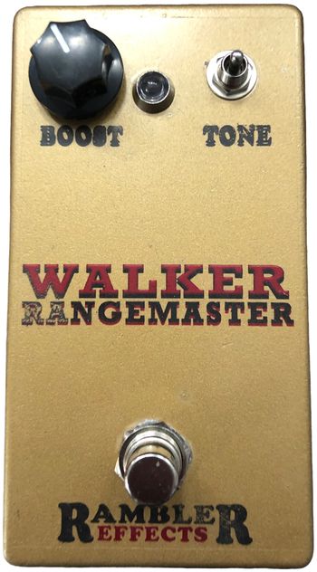 Walker Rangemaster

A classic treble booster, taking the tried-and-true formula and elevating it with the inclusion of both mid-range and full-range boost capabilities. This pedal offers versatile tonal sculpting, allowing players to shape their sound with precision, whether they're seeking a classic treble boost, a mid hump a-la screamer or a full range, Germanium boost.
