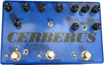 Cerberus

Cerberus is a 3 headed fuzz machine that contains a Tonebender III (Blues Bender), Tonebender I / II (Brain Bender) and Germanium Fuzz Face in a single unit that can be powered by a single normal 9v power supply.  A switchable Octave can be turned on with any of the Fuzzes for psychedelic bliss.
