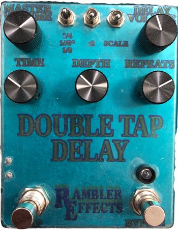 Double Tap Delay

An excellent analog sounding delay with up to 350ms of delay.  The Double Tap version includes Master and Delay Volumes, Time and Repeat knobs to control the delays and a Depth knob to control the amount of modulation is included with the delayed signal.  A Tap Tempo and trio of mini switches round out the feature set of this all around delay.
