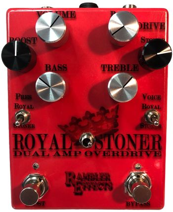 Royal Stoner

The Royal Stoner combines sounds reminiscent of the classic  Vox AC amplifiers, with the powerful clean tone of an early Ampeg guitar amp.  Using a series of switches to swap components allows the Royal Stoner to mimic either a Vox circuit or the Ampeg.  Or you can mix and match and see what you get!
