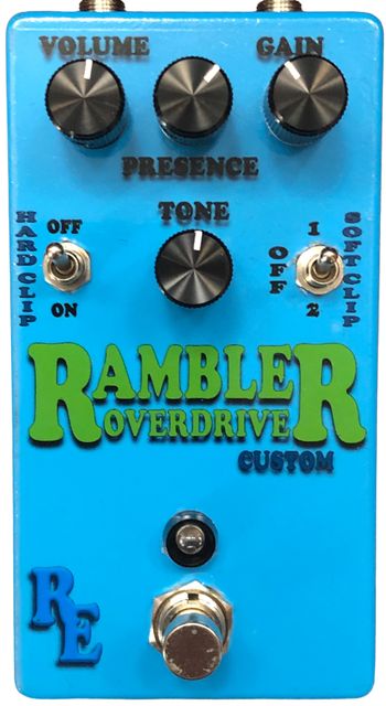 Rambler Overdrive Custom

Custom features include Volume, Gain, Tone, and Presence, along with three soft clipping and one hard clipping options.
