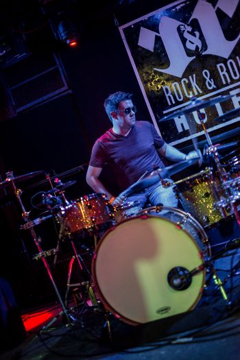 Steve Hauenstein playing drums with Simply Subtle at The Rock & Roll Hotel in Washington, DC - 2016
