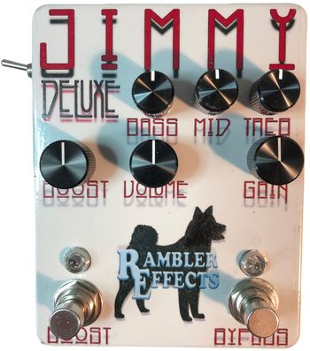 Jimmy Deluxe

JIMMY is an all-Mosfet over-drive circuit designed to emulate the pure, Rock and Roll, amp over-drive sound of the mighty Hiwatt™. Clean, powerful, and true to the source, JIMMY delivers tube-like feel, classic amp overdrive, and a passive three band equalizer to sculpt your tone.
The Deluxe add an Independent Clean Boost.
