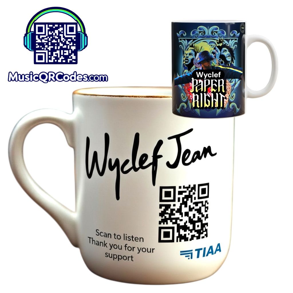 Autographed Wyclef Jean  muiscQRcoded   Coffee Mugs “Paper Right”  