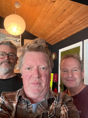 Earl center with Dirty Uncle Fred and the drummer Perry Morgan right. May 2025

