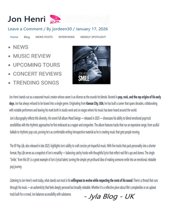 Jon Henri - Smile review from Jylablog music critic

